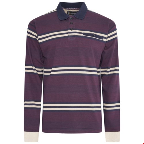 KAM Striped Rugby L/S Polo